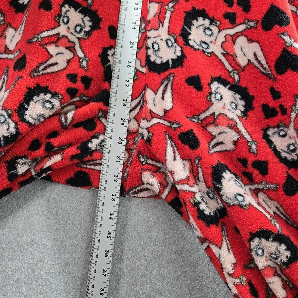 Betty Boop Women Sleepwear‎ L Red Graphic Fleece One Piece Pajama Jumpsuit
